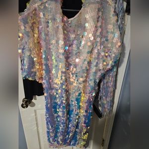 Pink jumbo sequin duster OS- Iheartraves